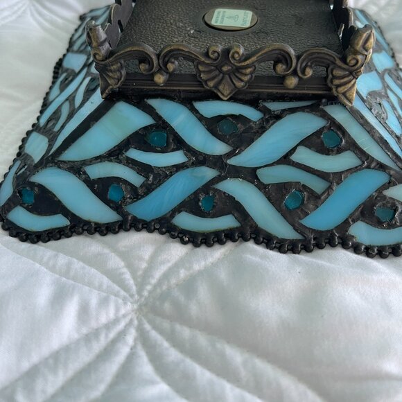 Party Lite Blue square stained glass candle holder - Picture 4 of 4